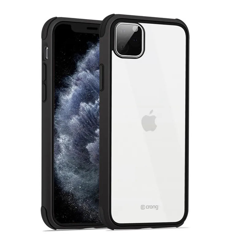 Crong Trace Clear Cover – dėklas iPhone 11 Pro (juodas/juodas)