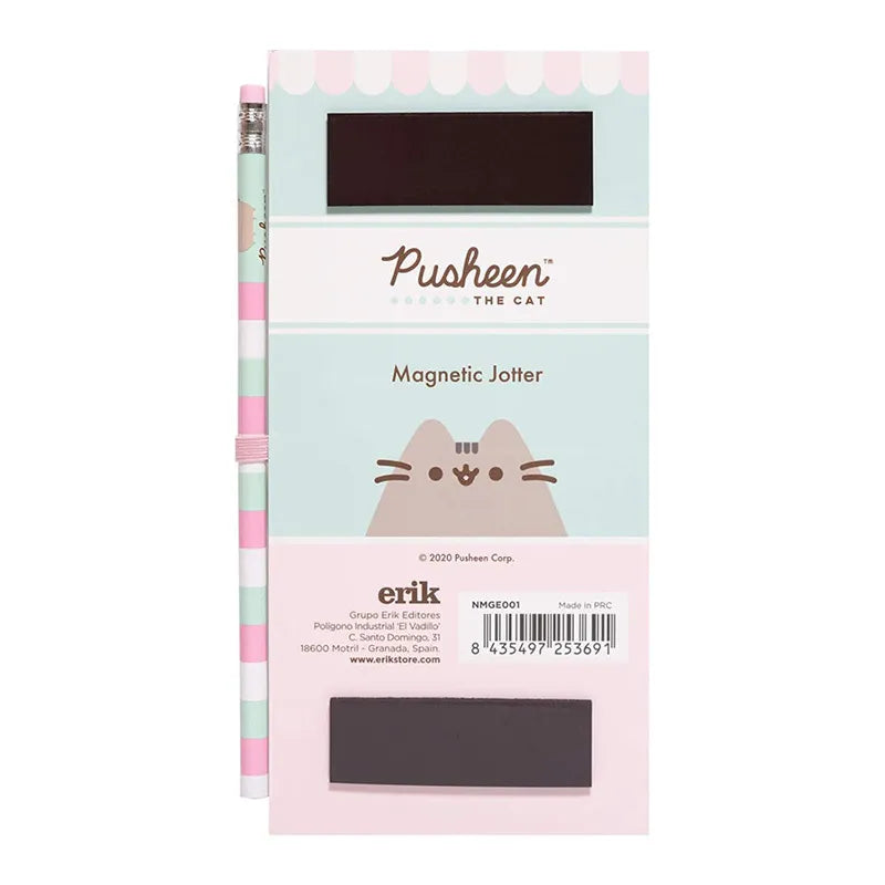 Pusheen – magnetinė užrašų knygelė / pirkinių sąrašas šaldytuvui + pieštukas (10 x 21 cm)