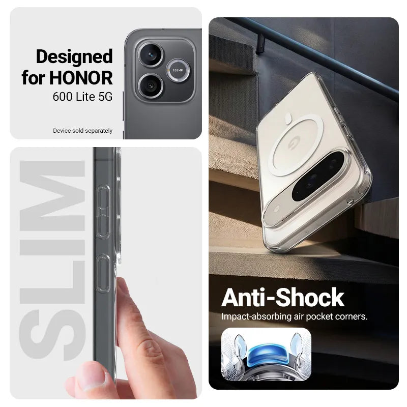 Crong Hybrid Clear Magnetic - MagSafe dėklas telefonui Honor 600 Lite 5G (skaidrus)