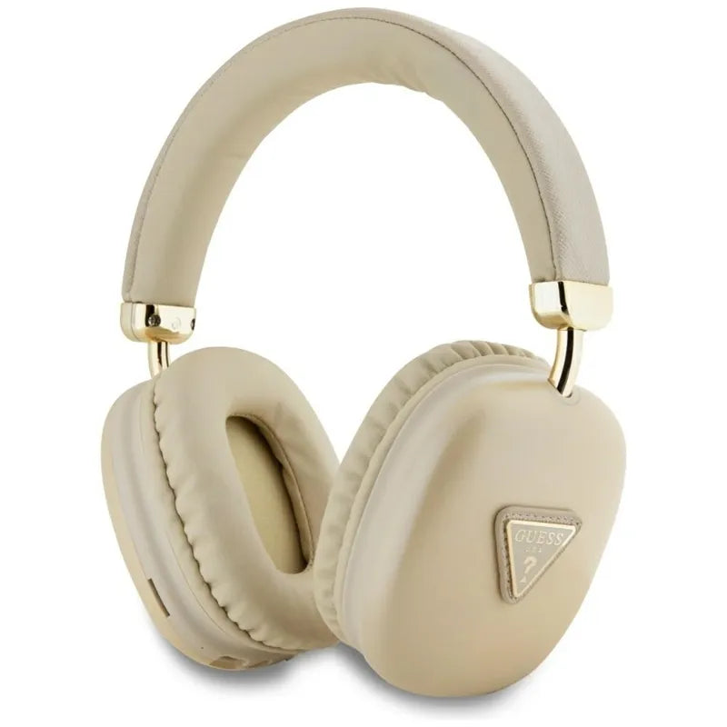 Guess Metallic Triangle Logo – belaidės ant ausų dedamos Bluetooth V5.3 ausinės (auksinės)