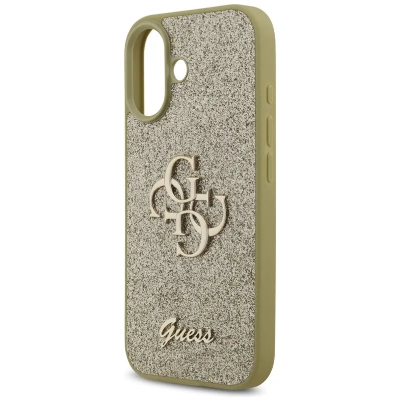 Guess Fixed Glitter Big 4G – dėklas iPhone 17 (auksinis)