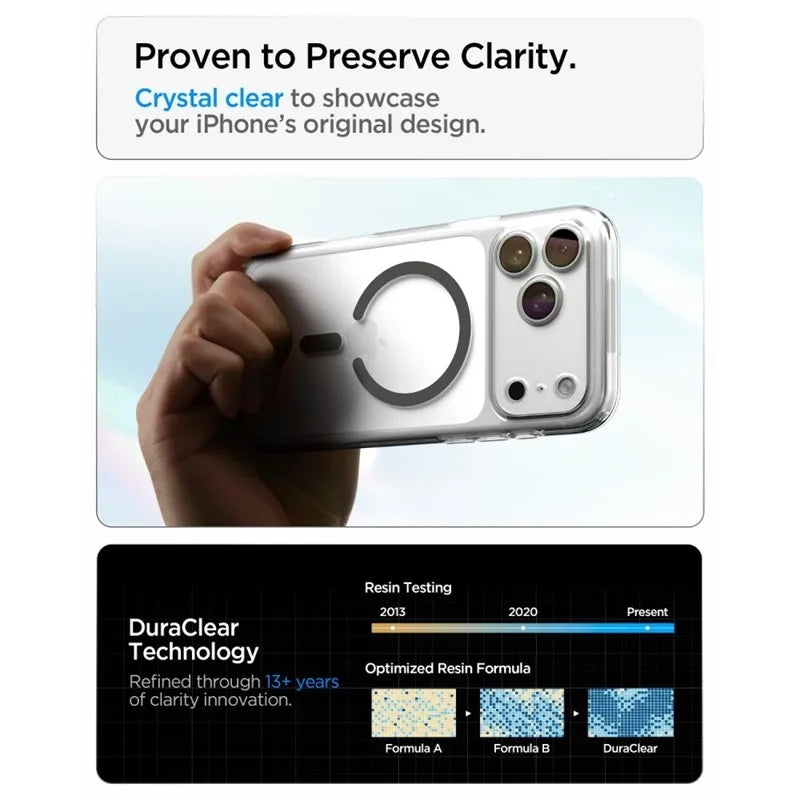 Spigen Ultra Hybrid Mag MagSafe – dėklas, skirtas iPhone 18 Pro Max / 17 Pro Max (skaidrus / grafito spalvos)