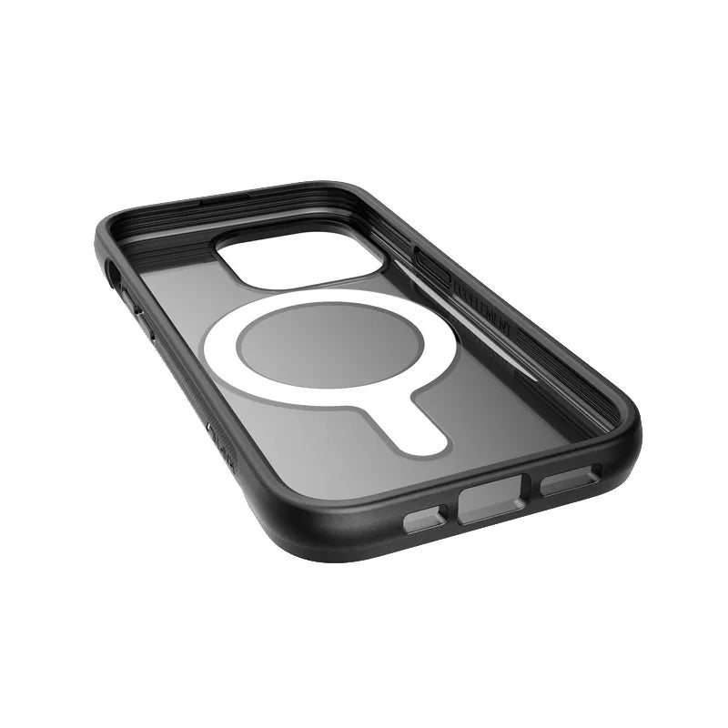 X-Doria Raptic Clutch MagSafe – biologiškai skaidus dėklas, skirtas iPhone 14 Pro (atsparus kritimui iš 3 m aukščio) (juodas)