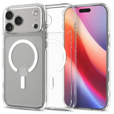Spigen Ultra Hybrid Mag MagSafe – Dėklas, skirtas iPhone 17 Pro (Skaidrus/Baltas)