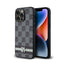 DKNY Leather Checkered Mono Pattern & Printed Stripes – dėklas iPhone 14 Pro Max (juodas)