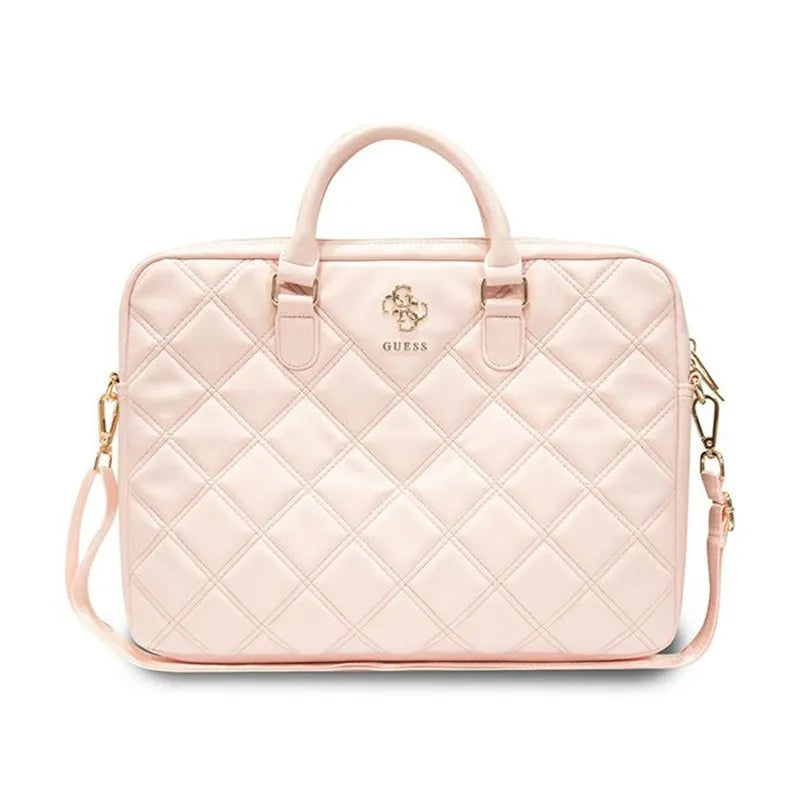 Guess Quilted 4G kompiuterio krepšys – krepšys nešiojamam kompiuteriui 15" / 16" (rožinis)