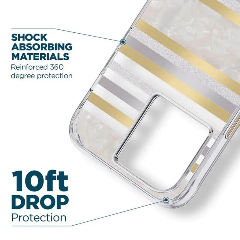 Case-Mate Pearl Stripes MagSafe – perlamutru dekoruotas dėklas, skirtas „iPhone 14 Pro“ (Pearl Stripes)