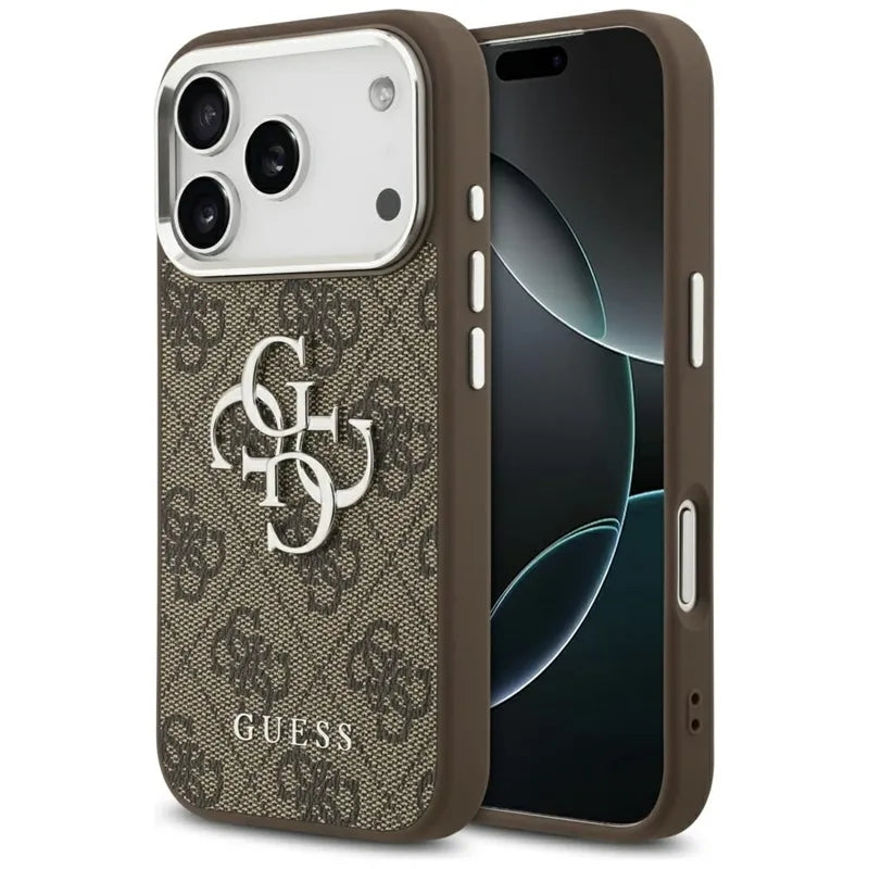 Guess 4G Big 4G Classic Logo - Dėklas iPhone 17 Pro (Ruda / Sidabrinė)
