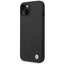 BMW Liquid Silicone Case Metal Logo dėklas iPhone 14 Plus telefonui (juodas)