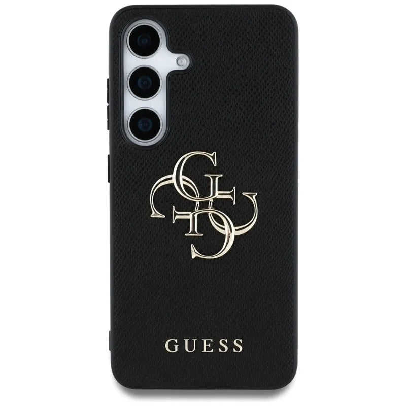 Guess Grained Big 4G Logo Small Classic Logo – dėklas Samsung Galaxy S25 (juodas)