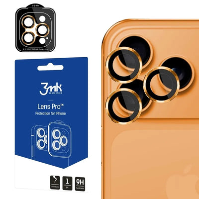 3mk Lens Protection Pro – kameros lęšio stiklas, skirtas iPhone 17 Pro / iPhone 17 Pro Max (oranžinis)