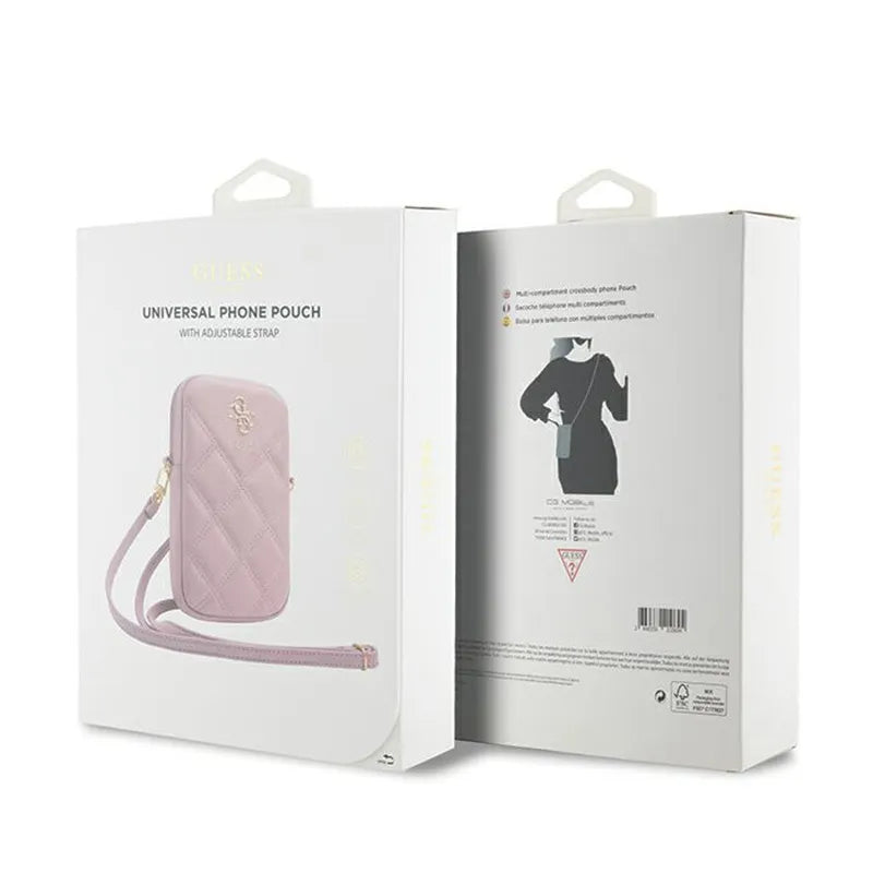 Guess Zip Quilted 4G – telefono krepšys (rožinis)