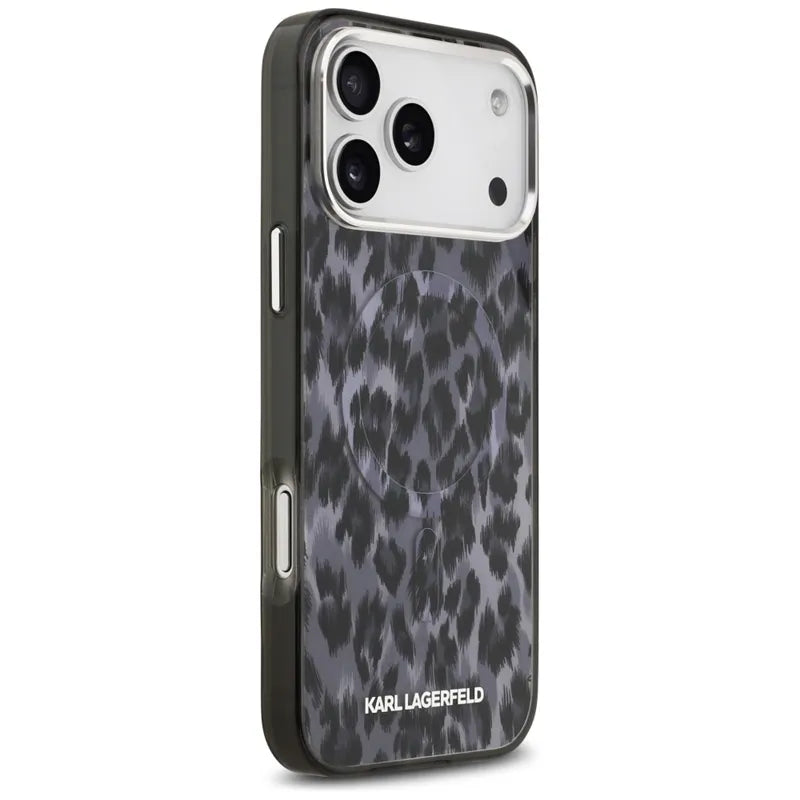 Karl Lagerfeld IML Leopard Pattern MagSafe – dėklas, skirtas iPhone 17 Pro Max (juodas)