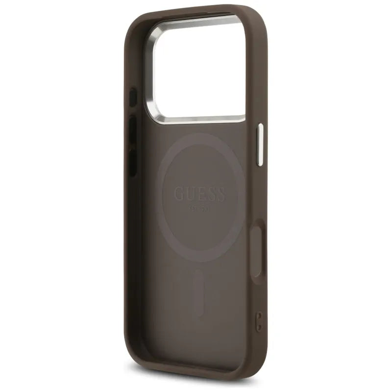 Guess 4G Classic Logo MagSafe – iPhone 17 Pro dėklas (rudas)