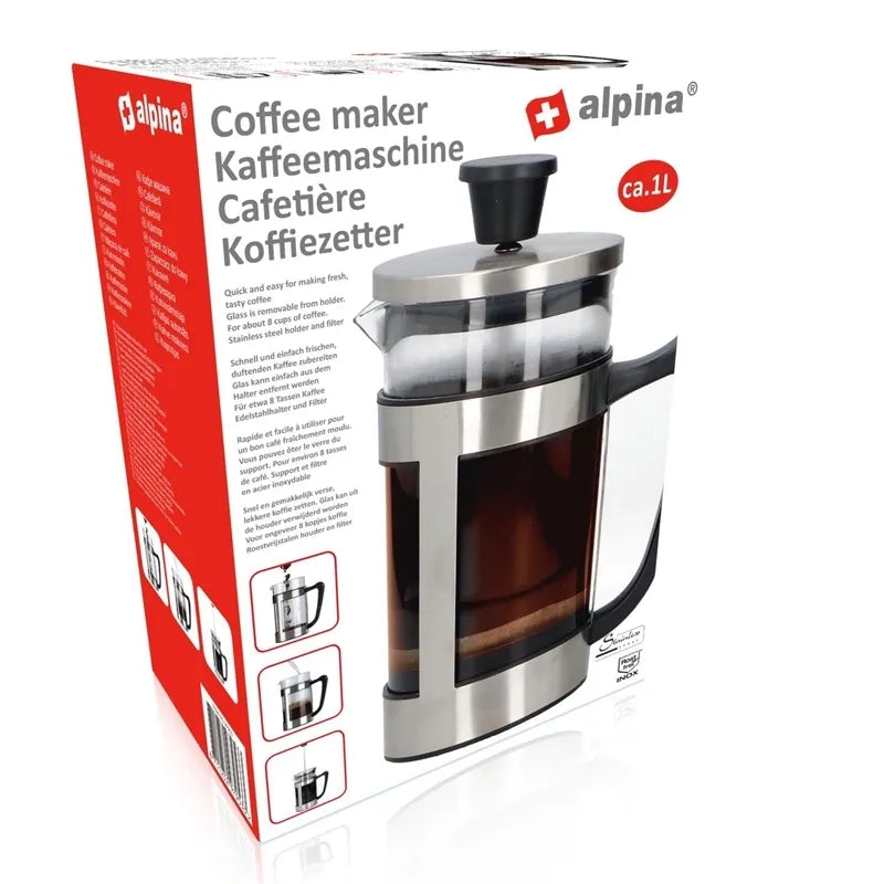 Alpina – prancūziškas kavinukas (French Press), 1 l, 10x23 cm