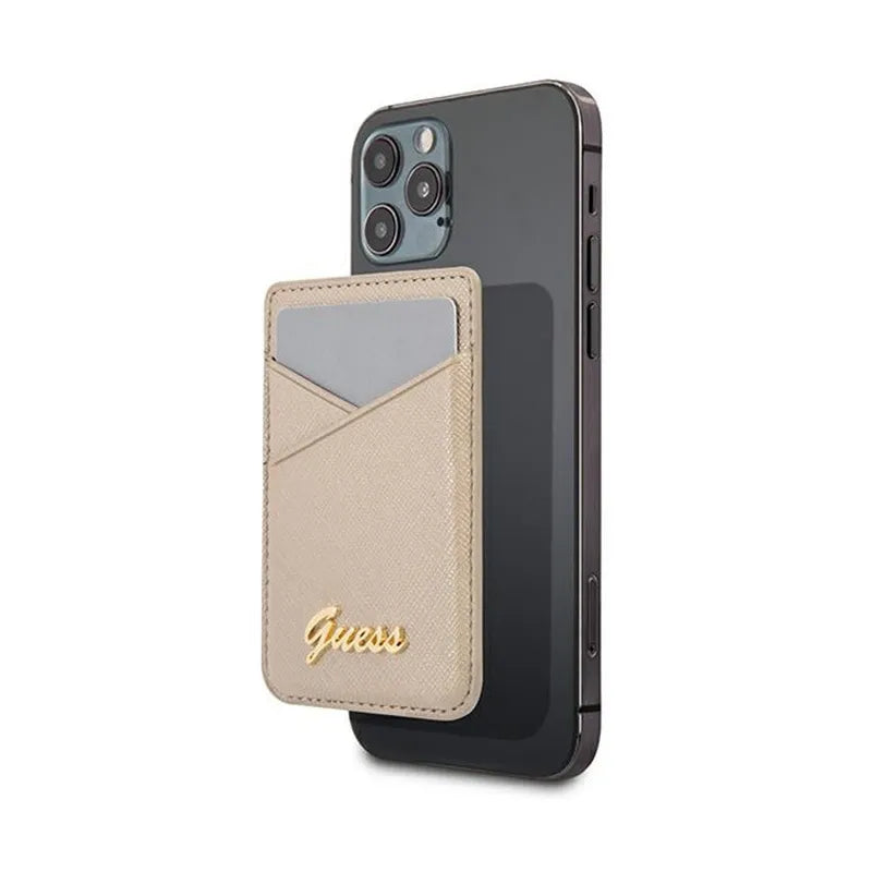 Guess Wallet Card Slot MagSafe Saffiano - Magnetinė piniginė (auksinė)