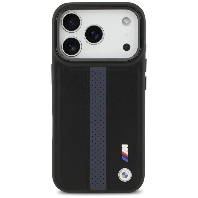 BMW M Perforated Stripe Logo MagSafe – Dėklas iPhone 17 Pro (mėlynas)