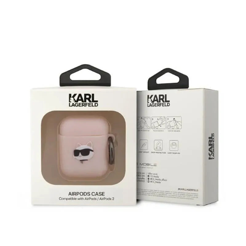 Karl Lagerfeld Silicone NFT Choupette Head 3D - AirPods 1/2 gen dėklas (rožinis)