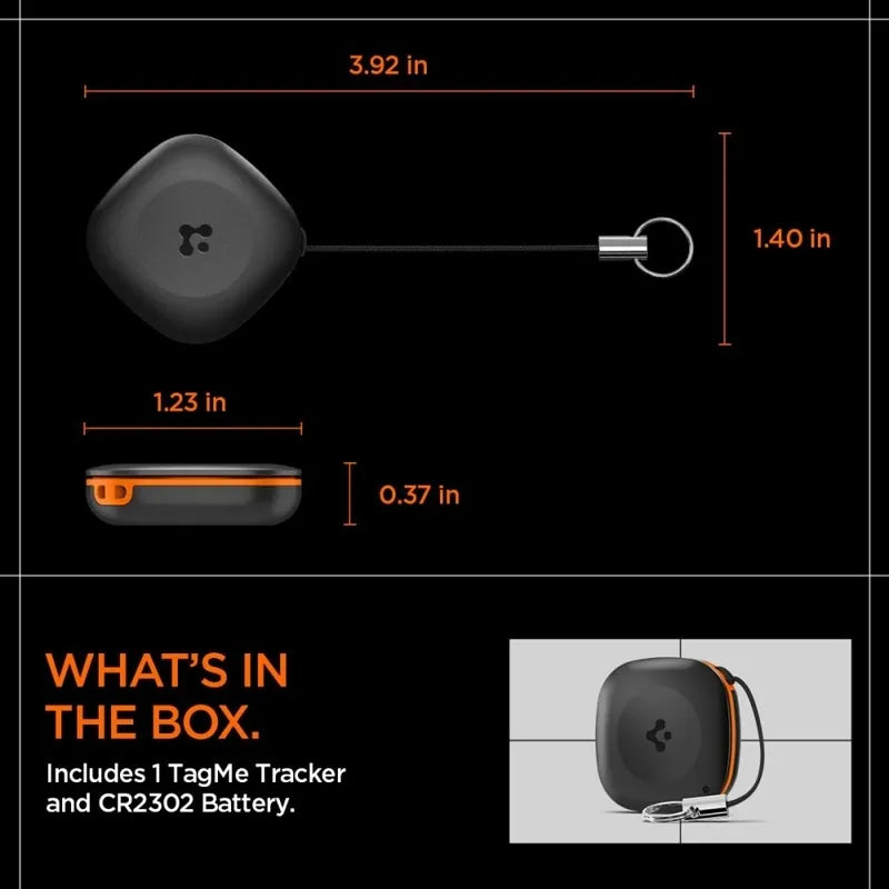 Spigen TagMe „Bluetooth“ sekiklis – raktų, kuprinės, krepšio ieškiklis Apple Find My (juodas)