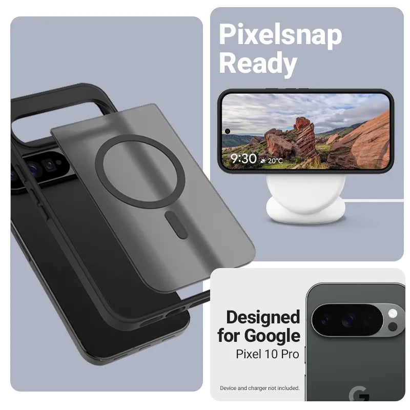 Crong Hybrid Matte Magnetic – MagSafe dėklas Google Pixel 10 Pro (juodas)
