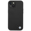 BMW Liquid Silicone Case Metal Logo dėklas iPhone 14 Plus telefonui (juodas)