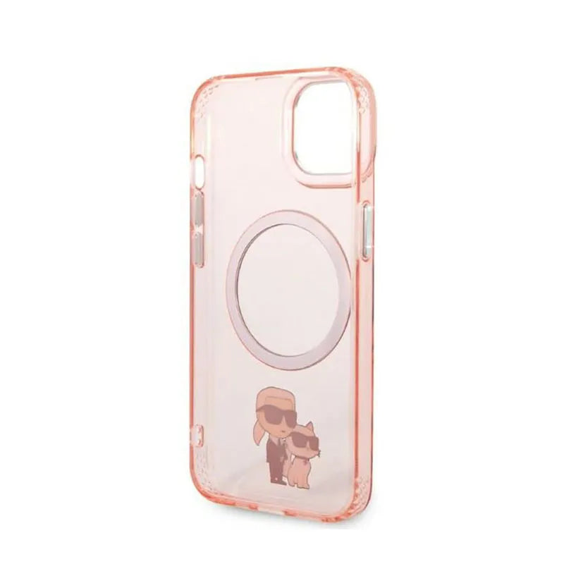 Karl Lagerfeld IML NFT Karl & Choupette MagSafe – dėklas iPhone 14 Plus (rožinis)