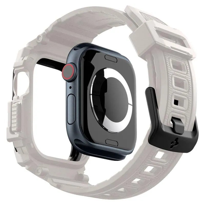 Spigen Rugged Armor Pro – dirželis su dėklu, skirtas Apple Watch 10 46 mm (smėlio spalvos)