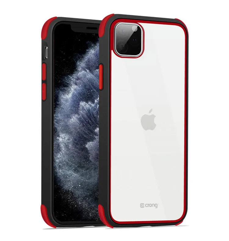 Crong Trace Clear Cover – dėklas „iPhone 11 Pro“ (juodas/raudonas)
