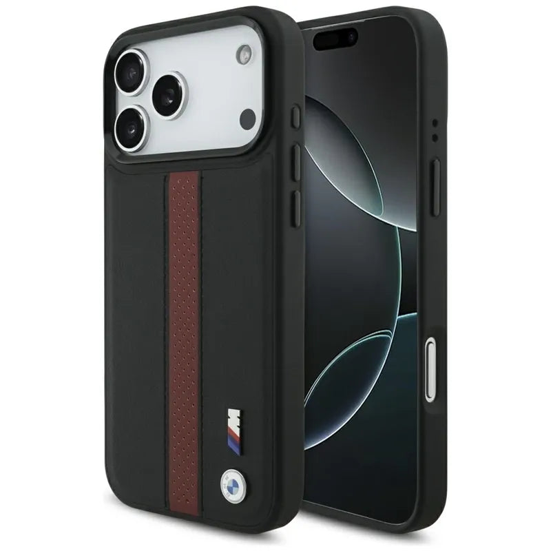 BMW M Perforated Stripe Logo MagSafe - iPhone 17 Pro Max dėklas (raudonas)