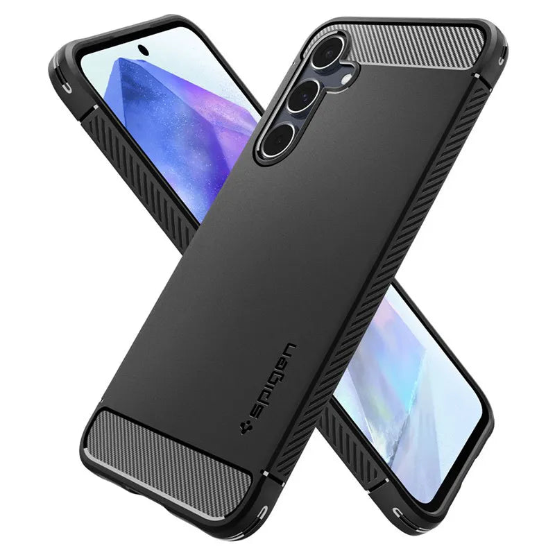Spigen Rugged Armor – dėklas, skirtas Samsung Galaxy A55 5G (matinė juoda)