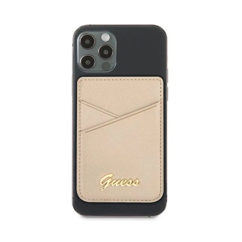 Guess Wallet Card Slot MagSafe Saffiano - Magnetinė piniginė (auksinė)