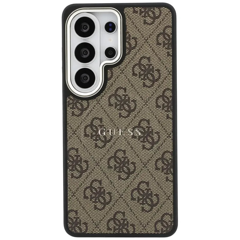 Guess 4G Embossed Ring MagSafe – Samsung Galaxy S26 Ultra dėklas (rudos spalvos)