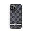 DKNY Leather Checkered Mono Pattern & Printed Stripes – dėklas iPhone 14 Pro Max (juodas)