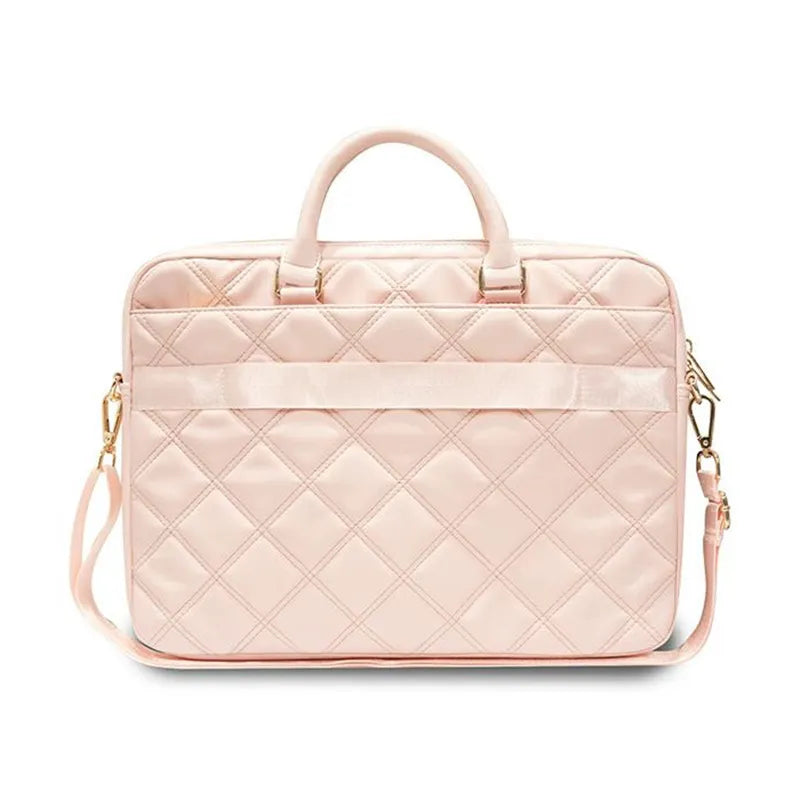 Guess Quilted 4G kompiuterio krepšys – krepšys nešiojamam kompiuteriui 15" / 16" (rožinis)