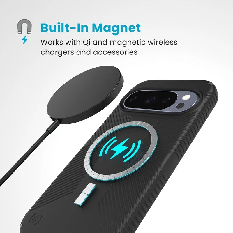 Speck Presidio2 Grip Magnet – Google Pixel 10 / Google Pixel 10 Pro dėklas (juodas / skalūno pilka)