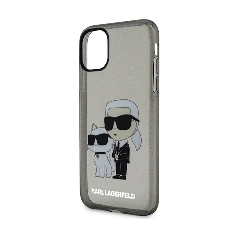 Karl Lagerfeld IML Glitter Karl & Choupette – iPhone 11 dėklas (juodas)