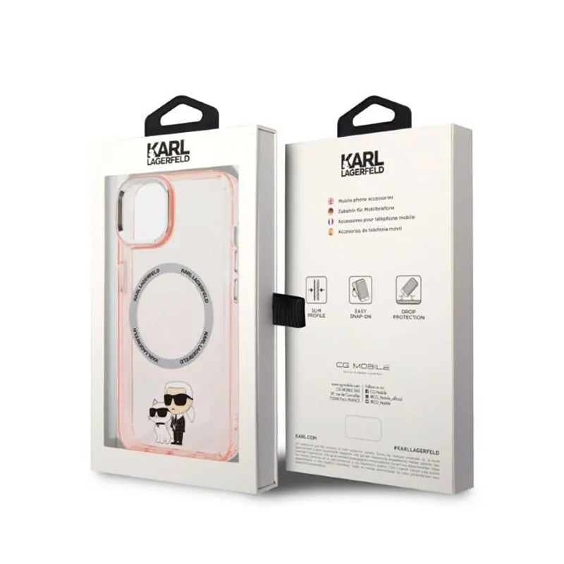 Karl Lagerfeld IML NFT Karl & Choupette MagSafe – dėklas iPhone 14 Plus (rožinis)