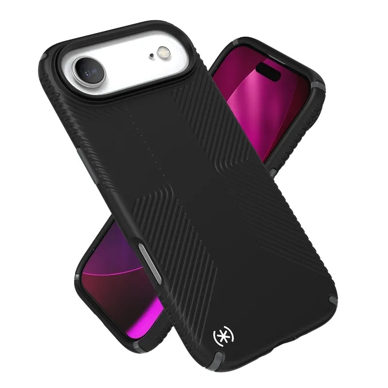 Speck Presidio2 Grip MagSafe – dėklas iPhone Air (juodas / skalūno pilka / baltas)