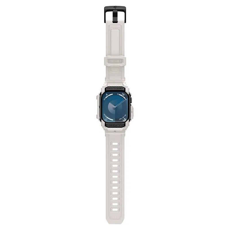 Spigen Rugged Armor Pro – dirželis su dėklu, skirtas Apple Watch 10 46 mm (smėlio spalvos)