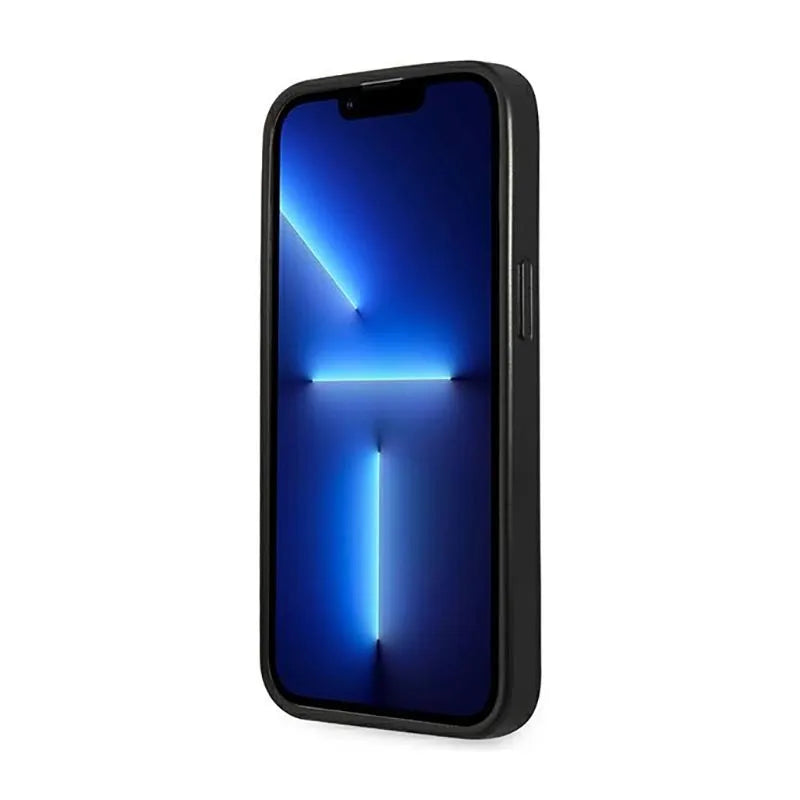 „Guess Saffiano Triangle Logo“ dėklas – dėklas „iPhone 14 Pro“ telefonui (sidabrinis)