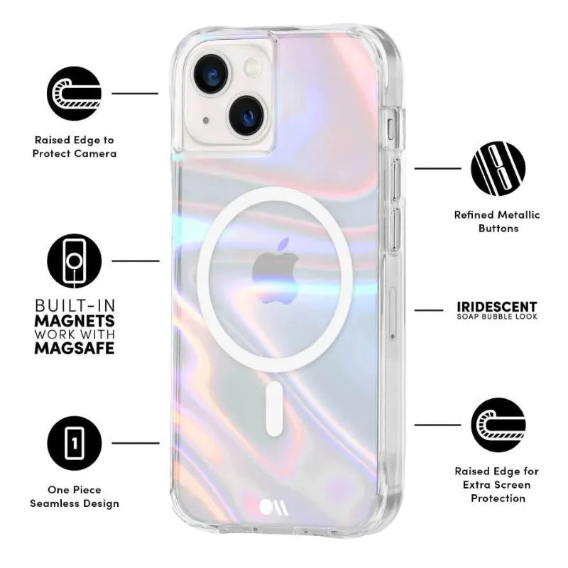 Case-Mate Soap Bubble MagSafe - dėklas iPhone 15 Plus (vaivorykštinis)