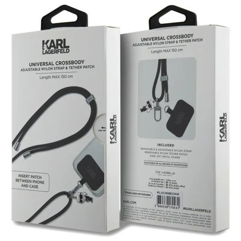 Karl Lagerfeld CBDY Cord – universalus telefono dirželis (juodas)