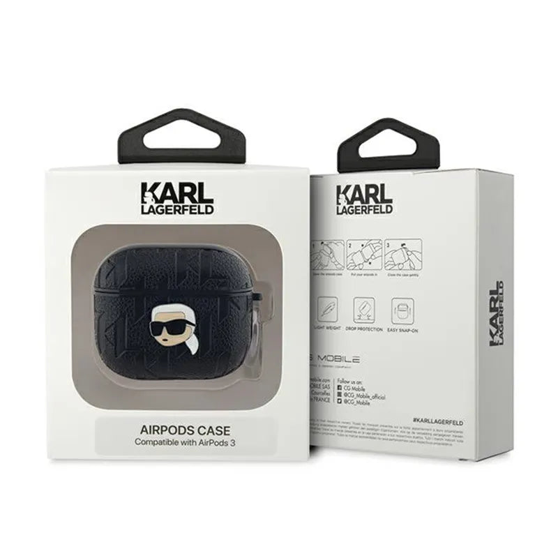 Karl Lagerfeld Monogram Karl Head – Apple AirPods 3 dėklas (juodas)
