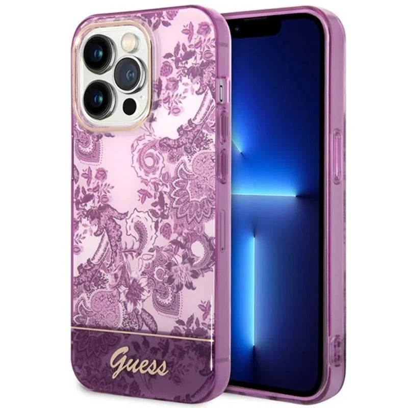 Guess Porcelain Collection – Dėklas skirtas iPhone 14 Pro Max (fuksija)
