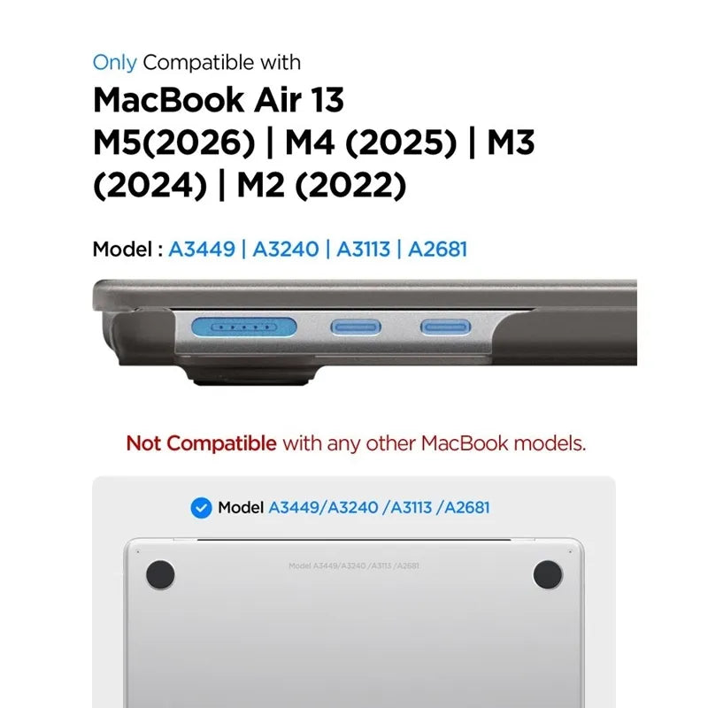 Spigen AirSkin – MacBook Air dėklas 13,6" (M5/M4/M3/M2/2026-2022) (Frost Black)
