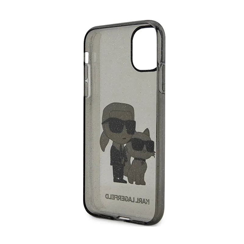 Karl Lagerfeld IML Glitter Karl & Choupette – iPhone 11 dėklas (juodas)