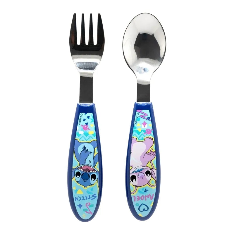 Disney Stitch – Stitch & Angel metalinių stalo įrankių rinkinys (šaukštas ir šakutė)