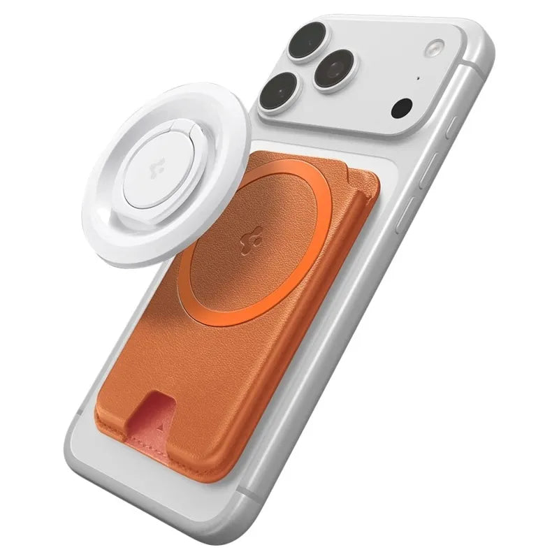 Spigen Valentinus MagFit + MagSafe – magnetinė piniginė (Metallic Orange)