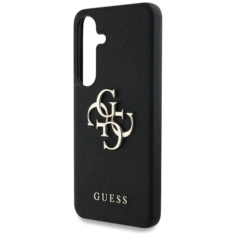 Guess Grained Big 4G Logo Small Classic Logo – dėklas Samsung Galaxy S25 (juodas)
