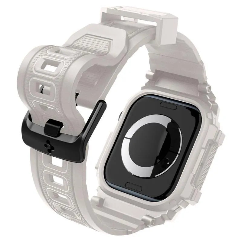 Spigen Rugged Armor Pro – dirželis su dėklu, skirtas Apple Watch 10 46 mm (smėlio spalvos)